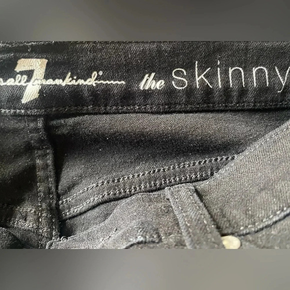 7 FOR ALL MANKIND WOMENS SKINNY BLACK JEANS PANTS BOTTOMS SIZE 28 - Picture 4 of 6